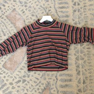 multi-color striped cropped top